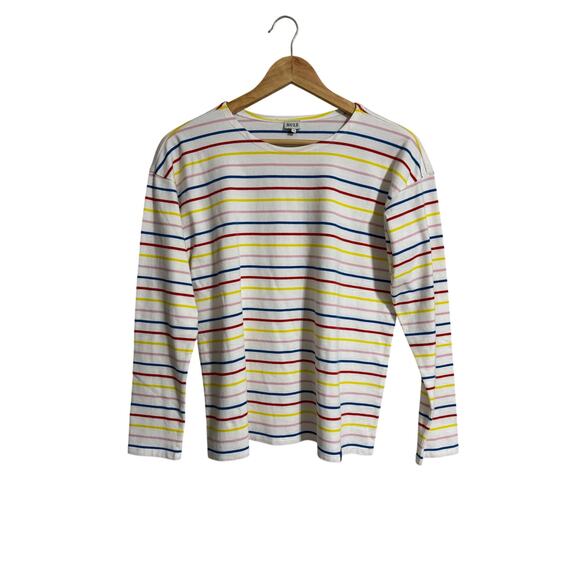 KULE Striped The Modern Long Sleeve Tee Rainbow Bright Top XS - Picture 1 of 5